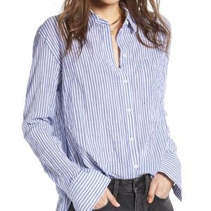 NWOT Treasure & Bond Boyfriend Blue White Stripe Shirt Sz M